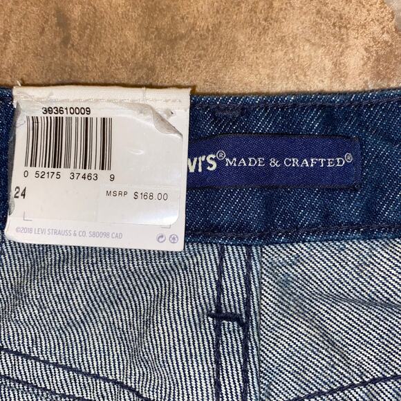 NWT Levi's Made & Crafted Blue Striped Denim Slim Crop Jeans, Size 24 - Picture 6 of 8